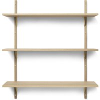 ferm LIVING - Sector Wandregal triple, 87 cm, Eiche / Messing von ferm LIVING