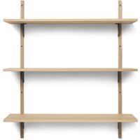 ferm LIVING - Sector Wandregal triple, 87 cm, Eiche / Messing schwarz von ferm LIVING