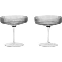 Ferm Living - Ripple Champagnerglas (2er-Set), smoked grey von Ferm Living