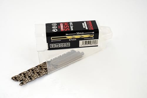 Ferrcan HSS Metallbohrer DIN338 M35 5% Kobalt Turbomax zum Bohren in Edelstahl, Eisen und anderen Metallen Packung mit 5 Stück pro Maß (2.5mm) Ferrcan HSS Metallbohrer DIN338 M35 5% Kobalt Turbomax zum Bohren in Edelstahl, Eisen und anderen Metallen Packung mit 5 Stück pro Maß (2.5mm) von ferrcan