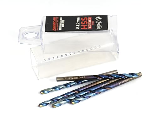 Ferrcan HSS Metallbohrer DIN338 M35 5% Kobalt rainbow finish zum Bohren in Edelstahl, Eisen und anderen Metallen Packung mit 5 Stück pro Maß (4.2mm) Ferrcan HSS Metallbohrer DIN338 M35 5% Kobalt rainbow finish zum Bohren in Edelstahl, Eisen und anderen Metallen Packung mit 5 Stück pro Maß (4.2mm) von ferrcan