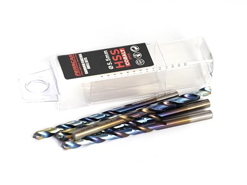 Ferrcan HSS Metallbohrer DIN338 M35 5% Kobalt rainbow finish zum Bohren in Edelstahl, Eisen und anderen Metallen Packung mit 5 Stück pro Maß (5.5mm) von ferrcan