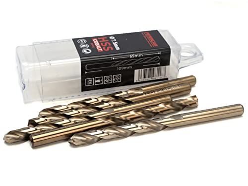 Ferrcan HSS Metallbohrer DIN338 M35 5% Kobalt zum Bohren in Edelstahl, Eisen und anderen Metallen Packung mit 5 Stück pro Maß (7.5mm) von ferrcan