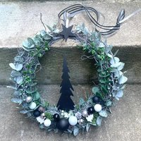 Moderner Türkranz Kranz Schwarz Grau Silber Weiss Advent Weihnachten Eukalyptus Adventskranz Moderner Türkranz Kranz Schwarz Grau Silber Weiss Advent Weihnachten Eukalyptus Adventskranz von festlicheGeschenke