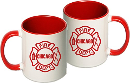 Tasse: "Chicago Fire Dept." Emblem, two-tone-coffee-cup, red von FEUER1
