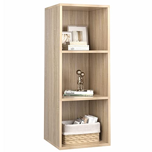 fevarbord Bücherregal mit 3 Fächern Bücherschrank Standregal Büroregal für Wohnzimmer Arbeitszimmer 30 x 30 x 80 cm Eiche von fevarbord