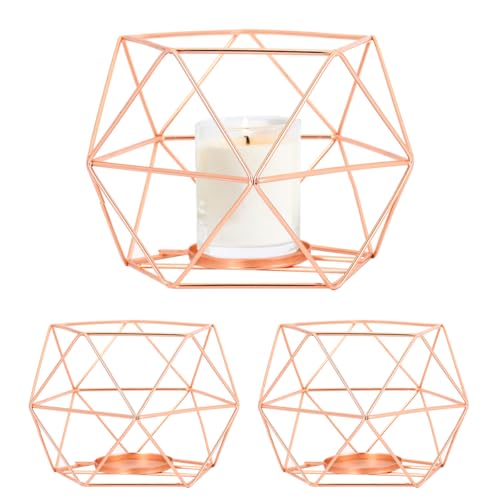 Feyiubmen 2er Set Geometrisches Gold Teelichthalter Glas Kerzenhalter für Wohnzimmer Modern Schlafzimmer Hochzeit Tischdeko Metall von feyiubmen