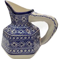 Keramik-Schalen Aus Fes Handgestrichen Und Bemalt/Krug Mit Traditioneller Form Karaffe Original Griff von fezblueart