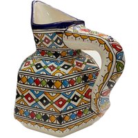 Keramik-Schalen Aus Fes Handgestrichen Und Bemalt/Krug Mit Traditioneller Form Karaffe Original Griff von fezblueart