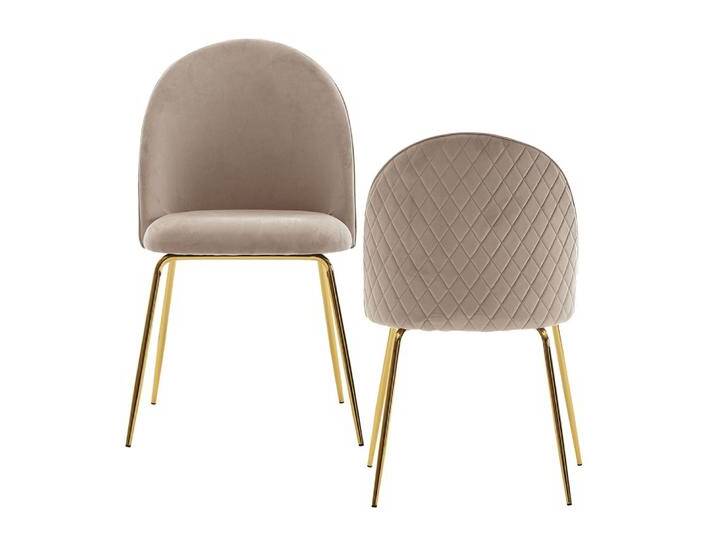 2er Set 4-Fuß Polsterstuhl Diama , samt , beige von fh furnhaus