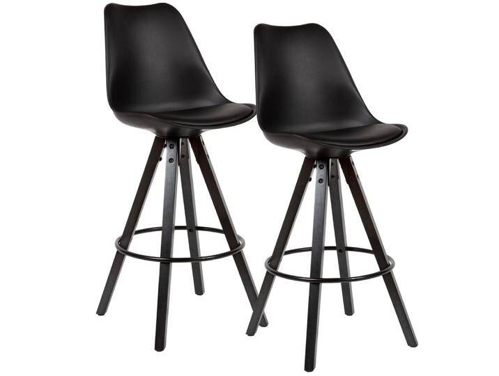 2er Set Barhocker Loreno , mit schwarzen Beinen , Kunstleder , schwarz von fh furnhaus