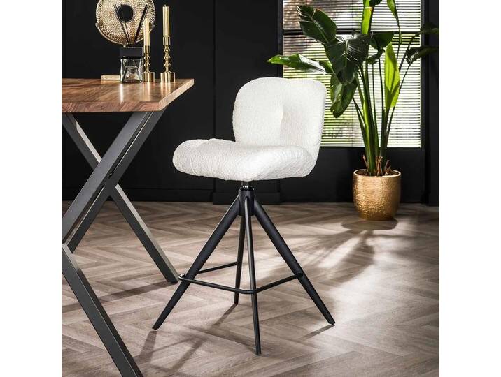 2er Set Barhocker Thoia drehbar Boucle Stoff weiß 2er Set Barhocker Thoia drehbar Boucle Stoff weiß von fh furnhaus