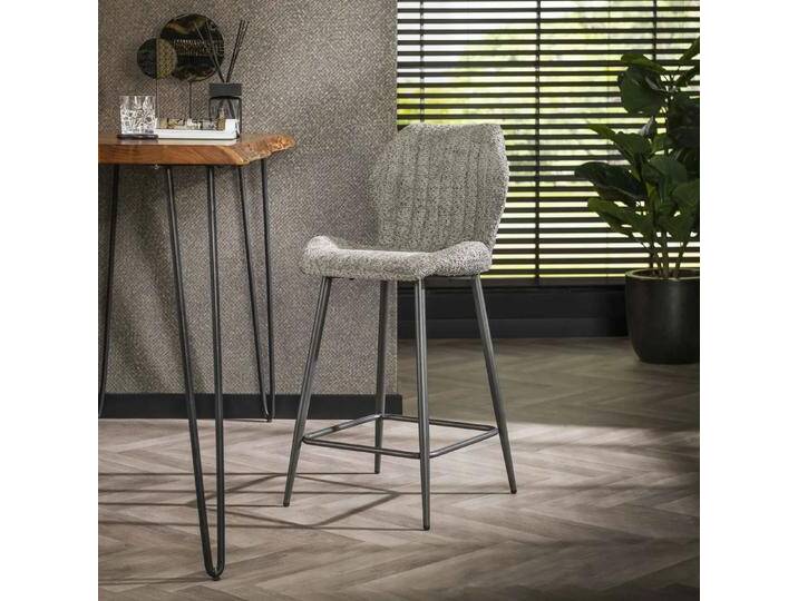 2er Set Barstuhl Brazo Boucle Stoff grau von fh furnhaus