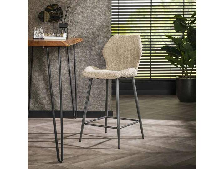 2er Set Barstuhl Brazo Boucle Stoff sandfarben von fh furnhaus