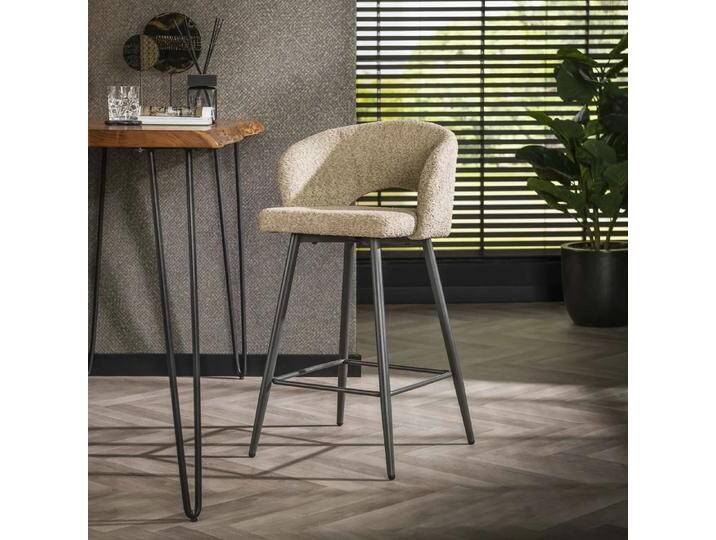 2er Set Barstuhl Maro Boucle Stoff Sandfarben von fh furnhaus