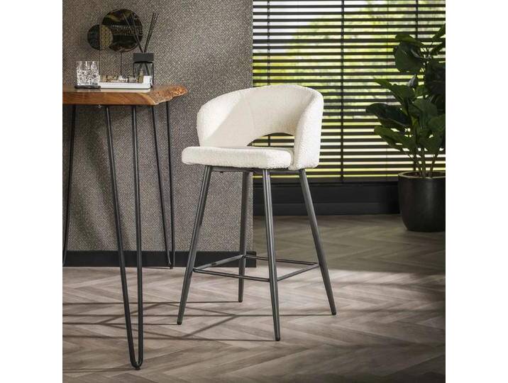 2er Set Barstuhl Maro Boucle Stoff weiß von fh furnhaus