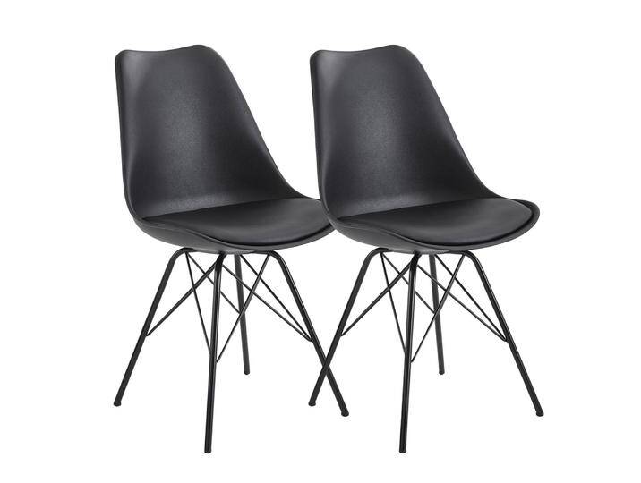 2er Set Esszimmerstuhl Velina , mit schwarzen Beinen , Kunstleder , schwarz 2er Set Esszimmerstuhl Velina , mit schwarzen Beinen , Kunstleder , schwarz von fh furnhaus