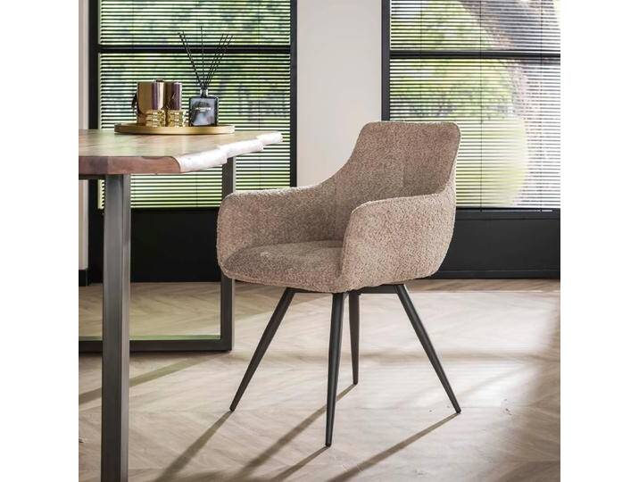 2er Set Stuhl Drehsessel Awit Boucle Stoff sandfarben 2er Set Stuhl Drehsessel Awit Boucle Stoff sandfarben von fh furnhaus