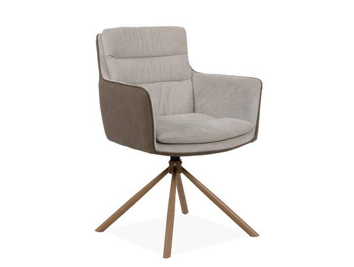 2er Set Stuhl Logan mit Armlehnen , drehbar , braun / beige von fh furnhaus