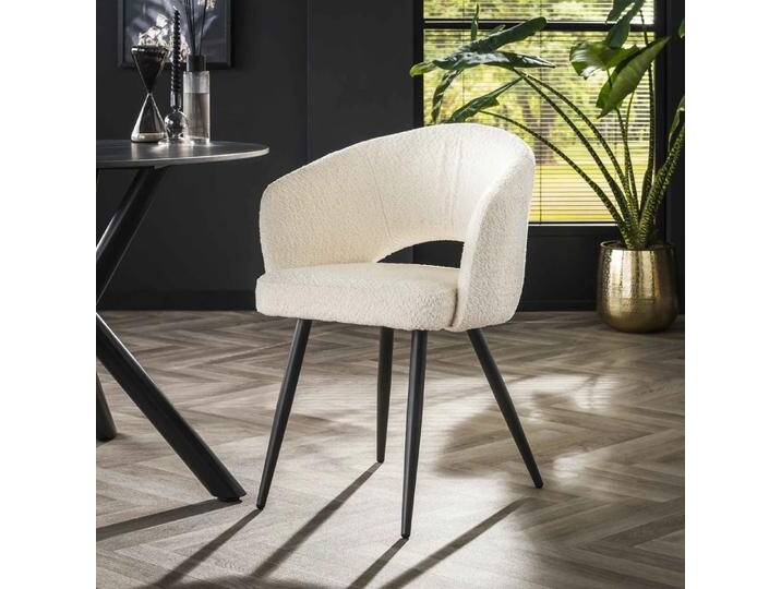 2er Set Stuhl Maro Boucle Stoff weiß von fh furnhaus