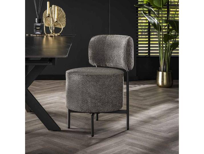 2er Set Stuhl Puffi , Boucle Stoff , drehbar , grau von fh furnhaus