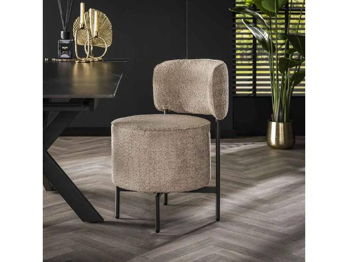 2er Set Stuhl Puffi Boucle Stoff drehbar sandfarben von fh furnhaus
