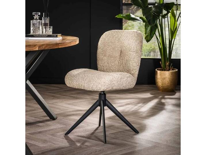 2er Set Stuhl Thoia drehbar Boucle Stoff Sandfarbe von fh furnhaus