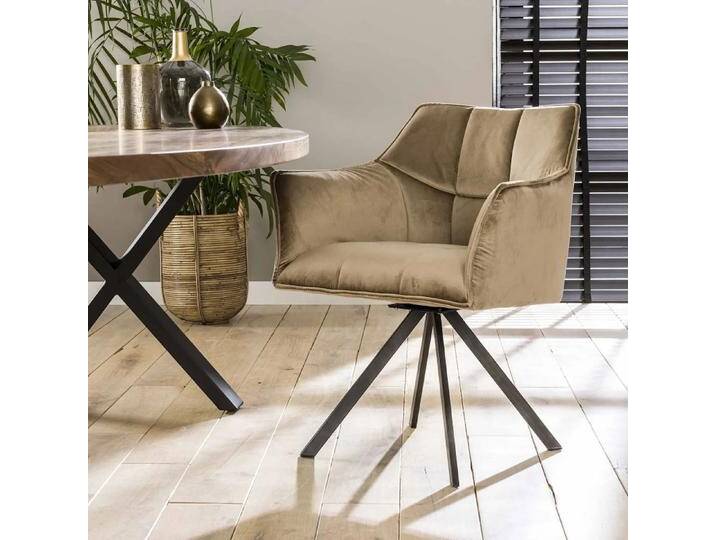 2er Set Stuhl Toik mit Armlehnen Samt drehbar champagner 2er Set Stuhl Toik mit Armlehnen Samt drehbar champagner von fh furnhaus