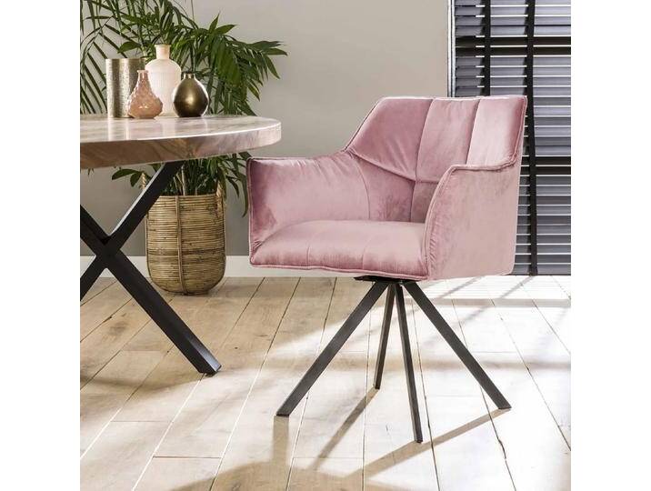 2er Set Stuhl Toik mit Armlehnen Samt drehbar rosa 2er Set Stuhl Toik mit Armlehnen Samt drehbar rosa von fh furnhaus