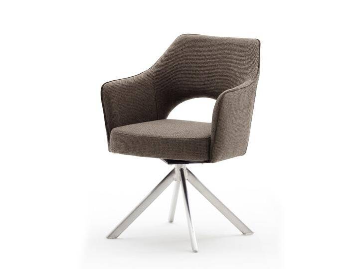 2er Set Stuhl Tonala , mit Armlehnen , drehbar , Edelstahl , cappuccino von fh furnhaus