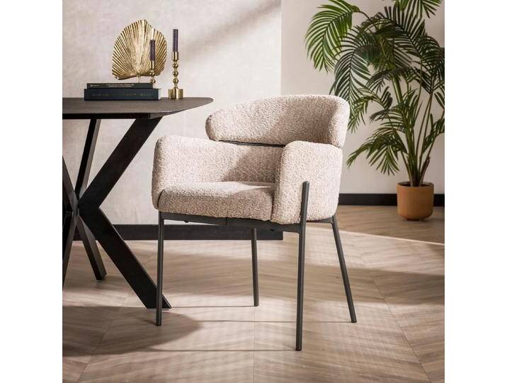 2er Set Stuhl Tura Boucle Stoff sandfarben von fh furnhaus