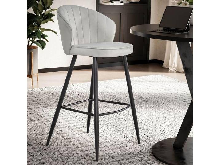 Barhocker 2er Set Shella , mit Fußablage , samt , grau von fh furnhaus