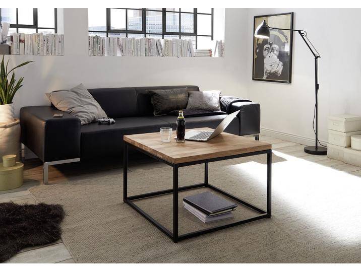 Couchtisch Sakura , Asteiche massiv , mit Metallrahmen , 70x70 , Eiche von fh furnhaus