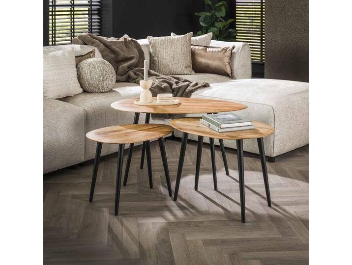 Couchtisch Set Luna oval , 3-teilig , Akazie , massiv von fh furnhaus