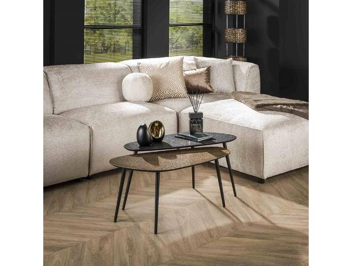 Couchtisch Set Sai , 2-teilig , Metall , metallic schwarz / gold von fh furnhaus