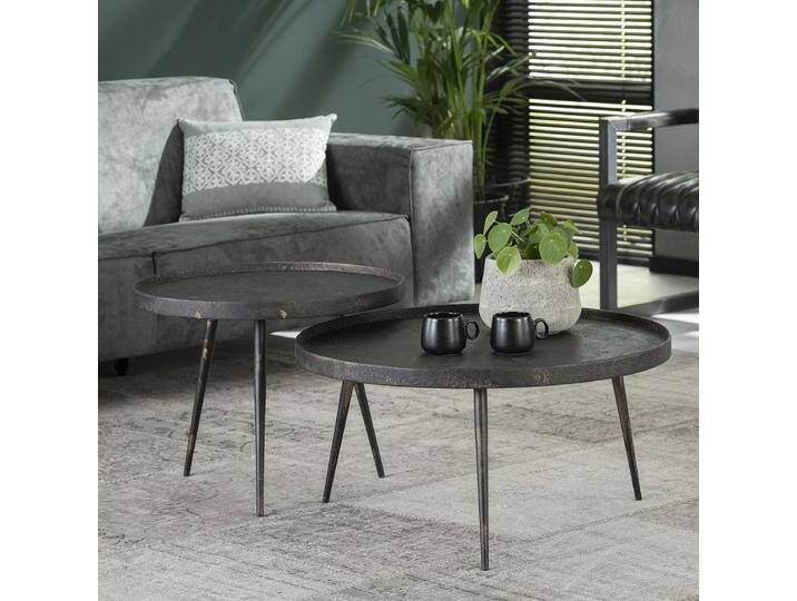 Couchtisch Set Yanet 2-teilig Ø58/Ø76 , Metall , grau / metallic von fh furnhaus