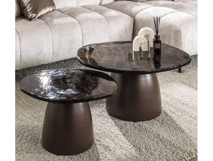 Couchtisch set Mira , 2-teilig , Glas , Antikkupfer von fh furnhaus