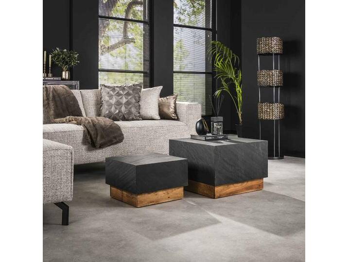 Couchtischset Chiora , 2-teilig , Akazie massiv / Schiefer , dunkelgrau von fh furnhaus