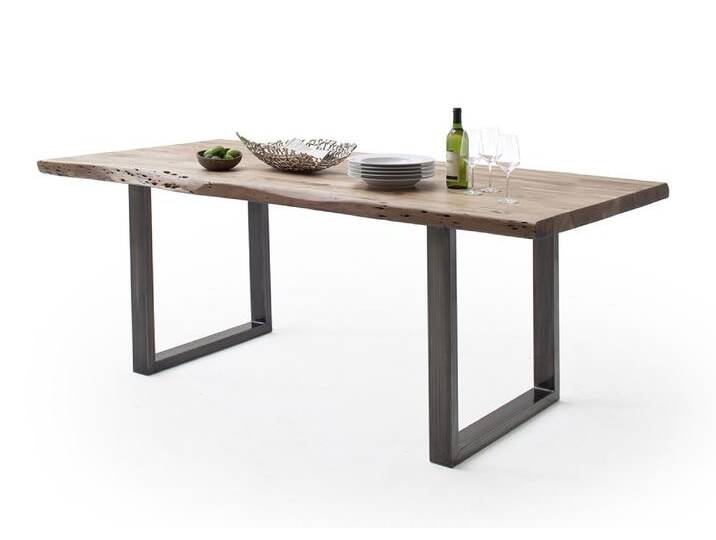 Esstisch Calabria , Akazie massiv , U-Gestell , natur / antik gewischt , 220 x 100 -Tischplatte 5,5 cm Esstisch Calabria , Akazie massiv , U-Gestell , natur / antik gewischt , 220 x 100 -Tischplatte 5,5 cm von fh furnhaus