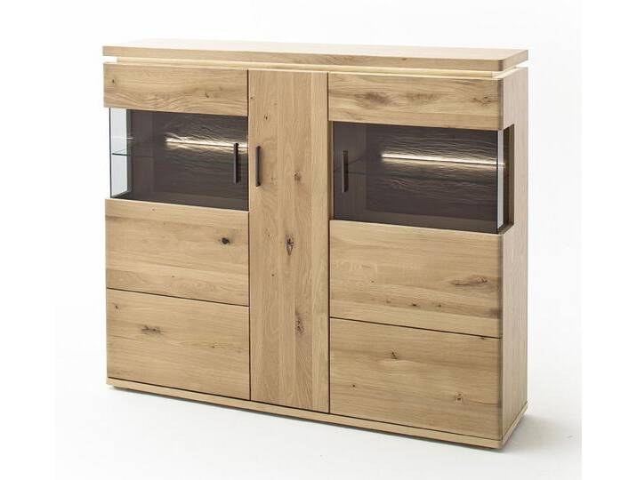 Highboard Barcelona , Balkeneiche Bianco / Eiche Bianco , inkl. LED Beleuchtung ohne Beleuchtung von fh furnhaus