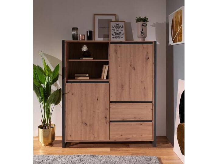 Highboard Denver , Artisan Oak / anthrazit , Industrial Look von fh furnhaus