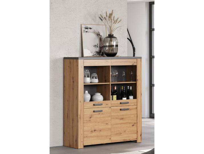 Highboard Follow , Artisan Eiche / Matera grau mit Beleuchtung Highboard Follow , Artisan Eiche / Matera grau mit Beleuchtung von fh furnhaus