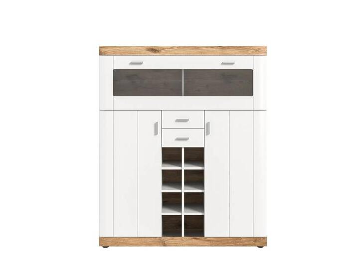 Highboard Laredo weiß / Nox Oak mit 2er Set Glasbodenclips Highboard Laredo weiß / Nox Oak mit 2er Set Glasbodenclips von fh furnhaus