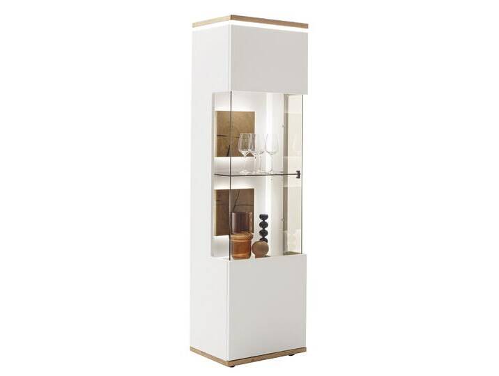 Highboard Matadi 2 , Soft white / Ast-Balkeneiche , mit LED Bandbeleuchtung von fh furnhaus