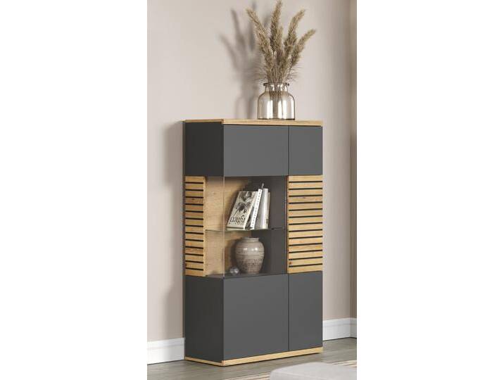 Highboard Norris , grau / Coast Evoke Oak , 80 cm x 146 cm x 37 cm ohne Beleuchtung Highboard Norris , grau / Coast Evoke Oak , 80 cm x 146 cm x 37 cm ohne Beleuchtung von fh furnhaus