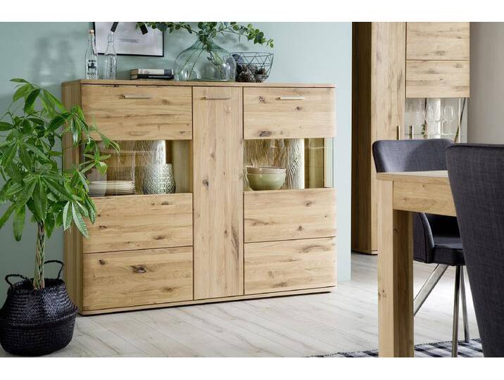 Highboard groß Santori , Eiche Bianco , LED Beleuchtung von fh furnhaus