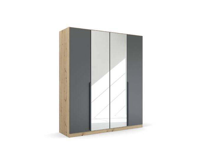 Kleiderschrank Drehtürenschrank Dark&Wood , mit Spiegeltüren , grau metallic / Eiche Artisan , verschiedene Größen von fh furnhaus