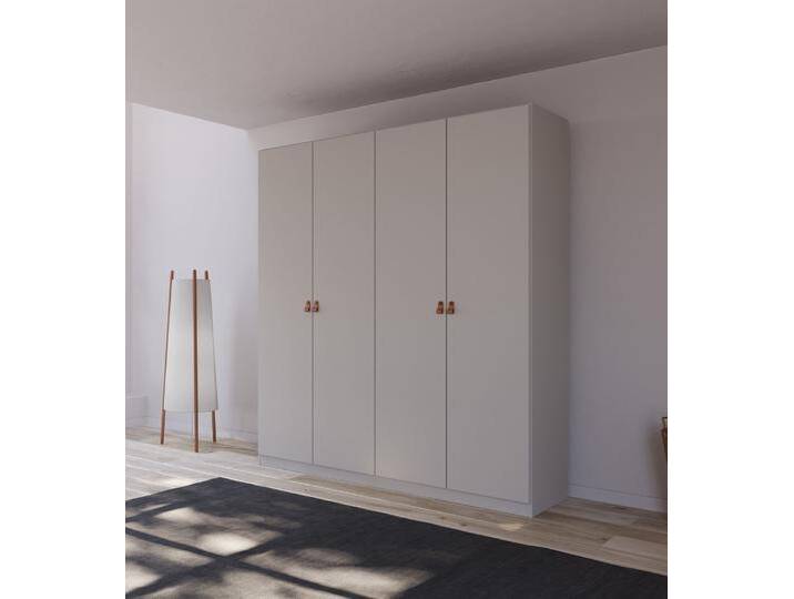 Kleiderschrank Drehtürenschrank Quadra-Spin , 4-türig , seidengrau , 181x210 , Griff Homey von fh furnhaus