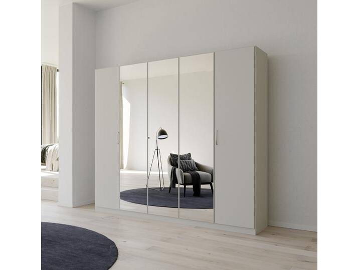 Kleiderschrank Drehtürenschrank Quadra-Spin , 5-türig , mit Spiegeltüren , seidengrau , 226x210 , Griff Pure von fh furnhaus
