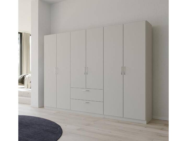 Kleiderschrank Drehtürenschrank Quadra-Spin , 6-türig , mit Schubkästen , seidengrau , 271x210 , Griff Pure von fh furnhaus
